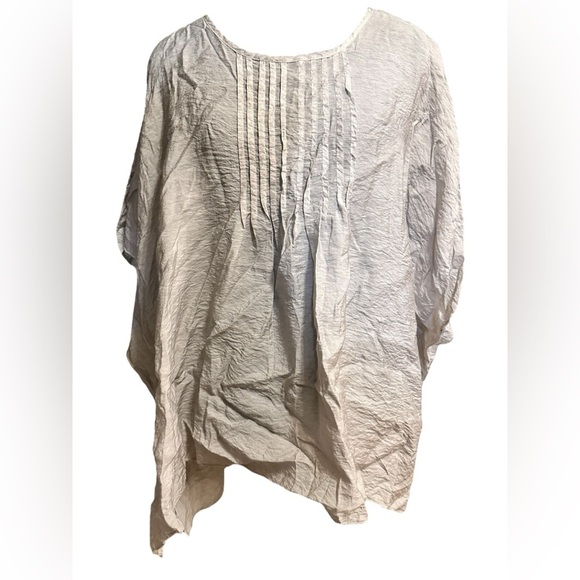 Wearable Art - Kiyo Pleated Poncho Light Gray Top Size Large Made In USA - Picture 1 of 9